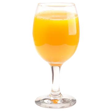 a glass of orange juice on a white background