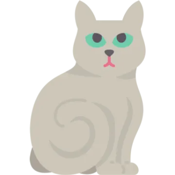 a gray cat with green eyes sitting down