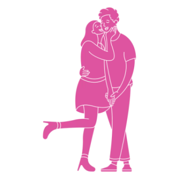 an illustration of a couple kissing