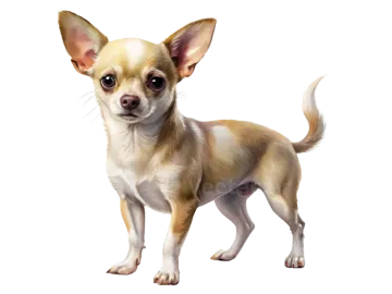 a small dog standing on a white surface