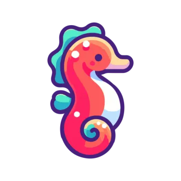 a colorful seahorse on a white background