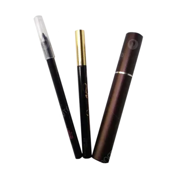 a black and white pen with a gold tip