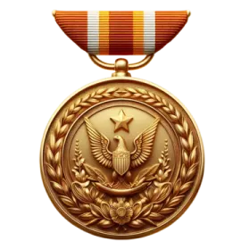 a gold medal with an eagle on it