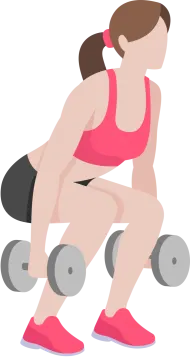 a woman doing dumbs with weights