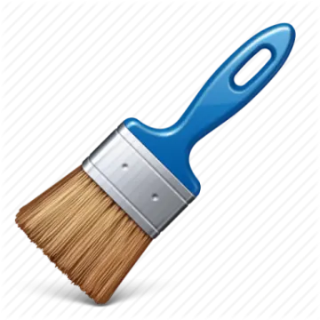 a paint brush with a blue handle