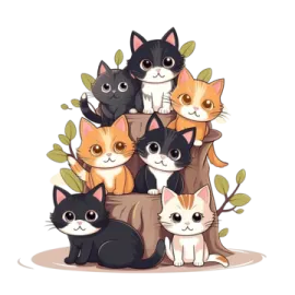 a bunch of cats sitting on top of each other cats