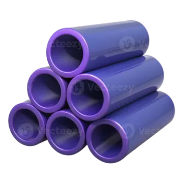 a pile of purple plastic pipes
