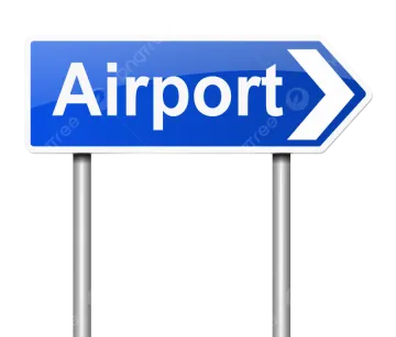 a blue sign with the word airport on it