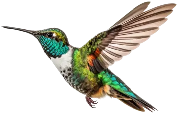 a hummingbird in flight with its wings spread