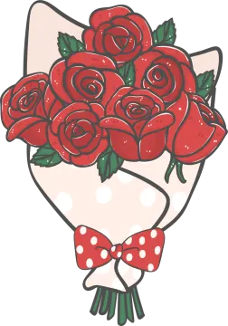 a bouquet of red roses with a bow
