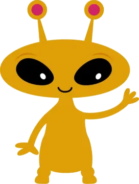 an illustration of a yellow alien with big eyes