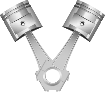 two pistons on a white background