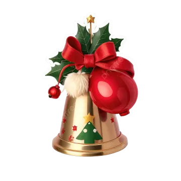 a christmas bell with a red bow on top