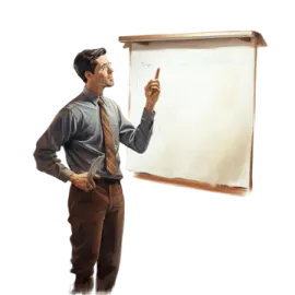a man standing in front of a whiteboard