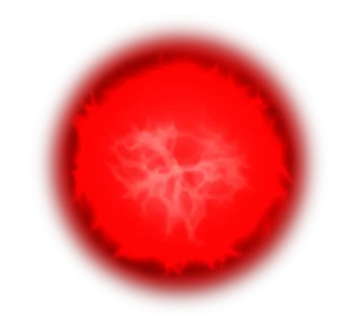 a red ball with lightning on it