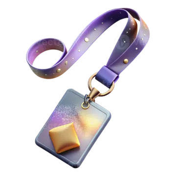 a purple lant with a gold medal on it