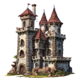 a castle with turrets on top of it