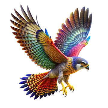 a colorful bird is flying in the air