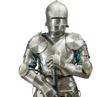 a man dressed as a knight holding a sword