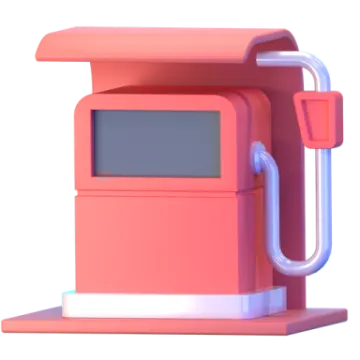 a red gas pump on a white background