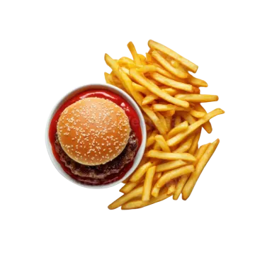 a hamburger and french fries on a plate
