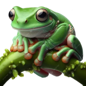 a green tree frog sitting on a branch stock photo