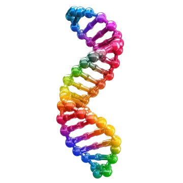 an image of a rainbow colored dna