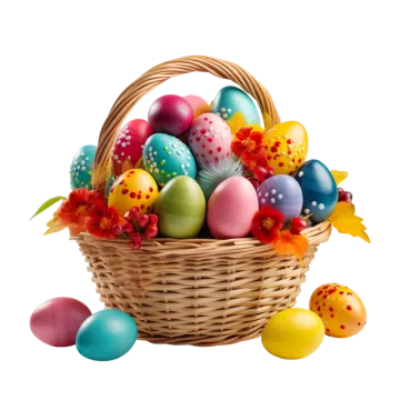 a basket filled with colorful easter eggs