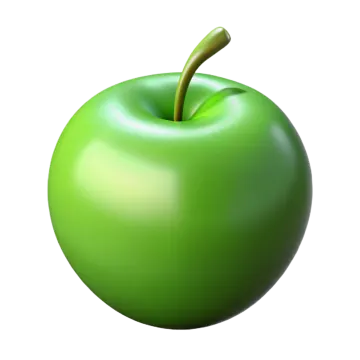 a green apple sitting on top of a white surface
