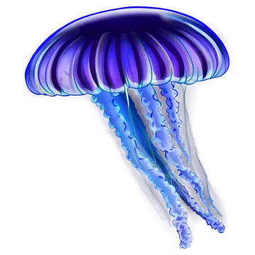 a blue and purple jellyfish in water