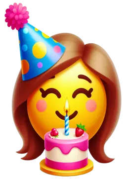 a girl with a birthday hat and cake
