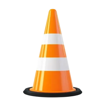 an orange and white traffic cone on a white background