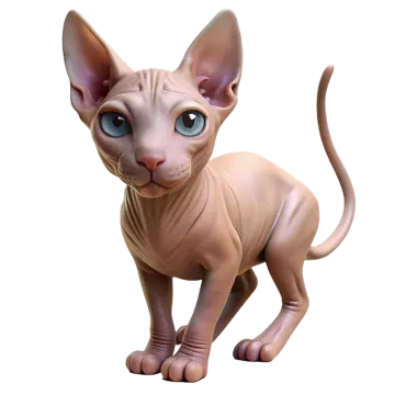 a cat with blue eyes standing on a white surface