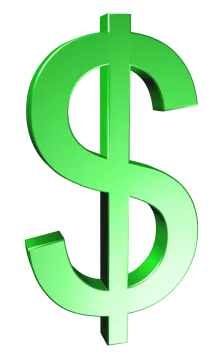 a green dollar sign on a white background