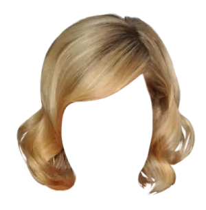 a blonde wig with long hair and bangs