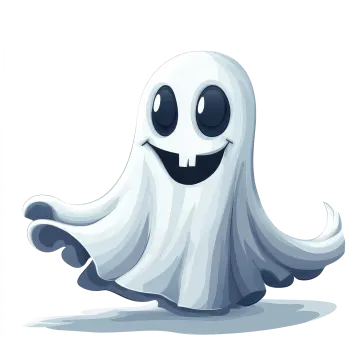a cartoon ghost with a big smile on his face
