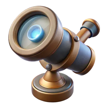 a telescope with a blue light on it
