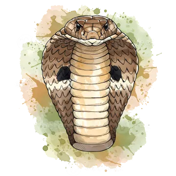 an illustration of a cobra with watercolor spots