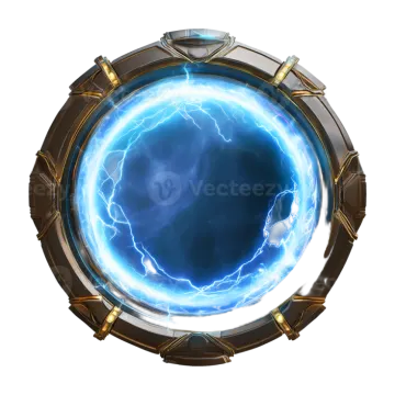 a blue circle with lightning in the center