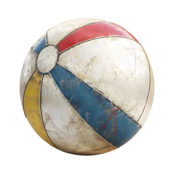 an old beach ball on a white background