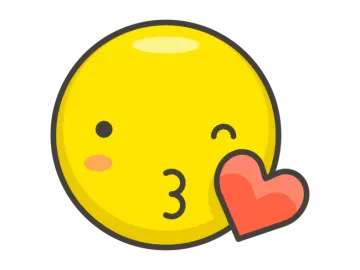 a yellow smiley with a heart in its mouth
