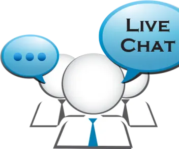 a person holding two speech bubbles with the words live chat