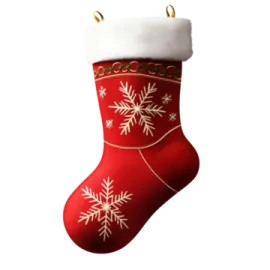 a red christmas stocking hanging on a white wall