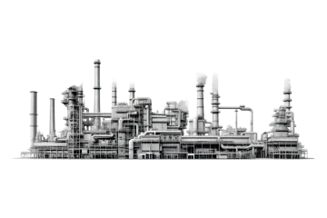 a black and white photo of an industrial plant