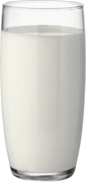 a glass of milk on a white background