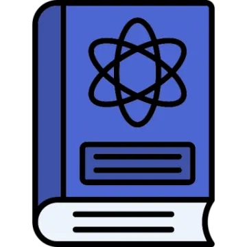 a book with an atom symbol on it