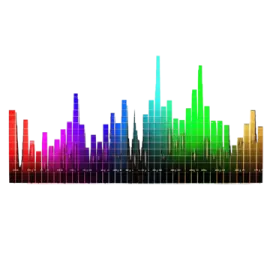 an image of a rainbow colored city skyline