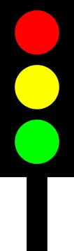 a traffic light with red, green and yellow lights