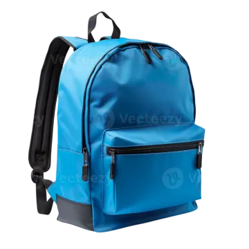 a blue backpack on a white background