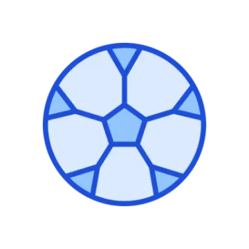 a blue and white circular icon